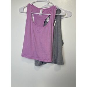 Lot of 2 Yogalicious Active Heater Pink Grey Crop Top Size XLarge NEW $38